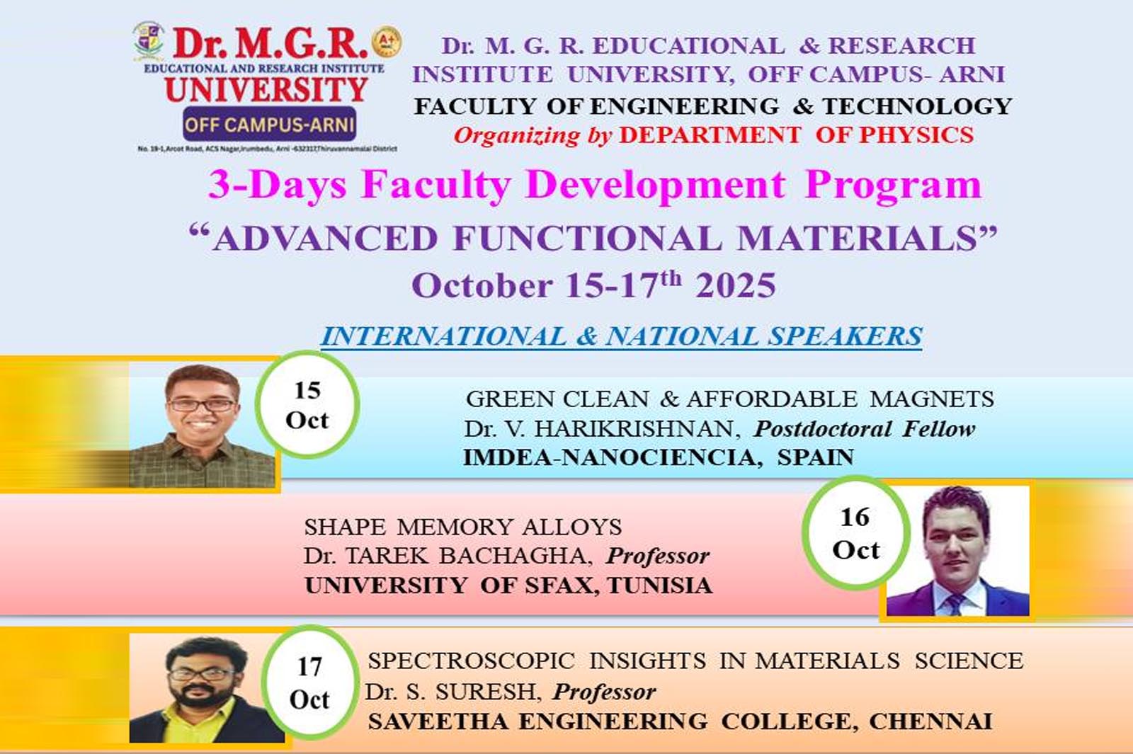 3 Days International FDP on Advanced Functional Materials